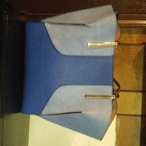 Neiman Marcus genuine leather, Royal/pale blue bas